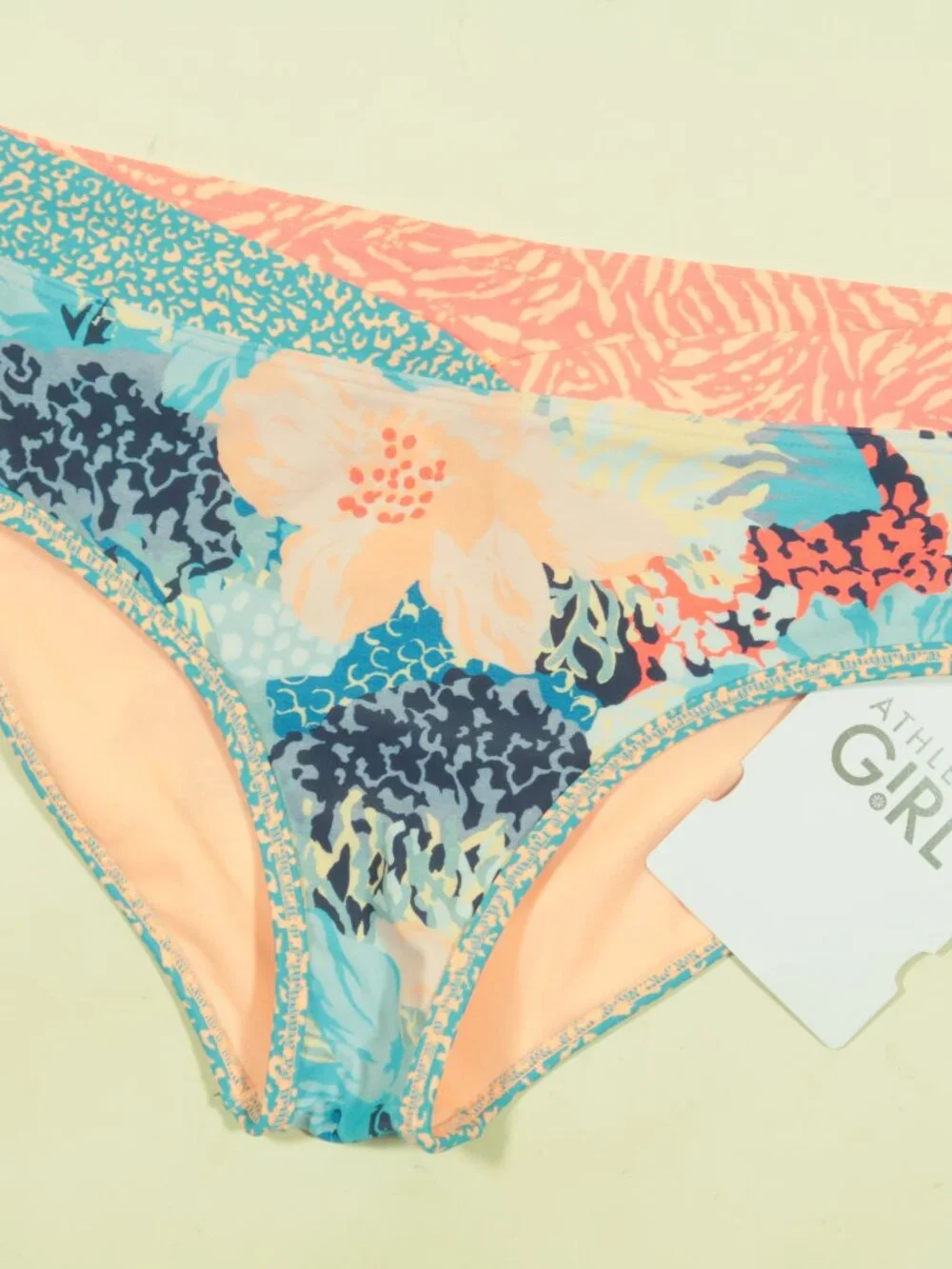 Athleta Girl Bora Bora Bikini Bottoms Size 12 Blue Pink Multi Floral New
